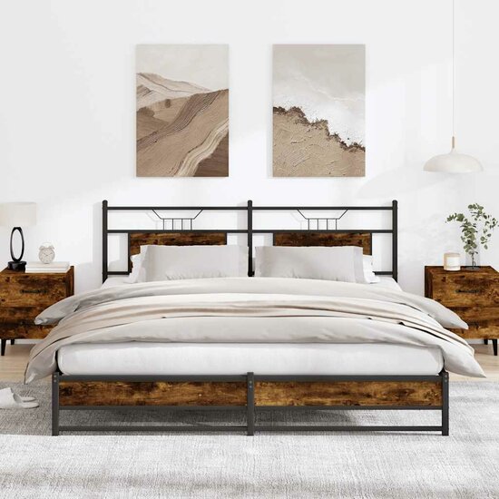 Bedframe zonder matras hout gerookt eikenkleurig 160x200 cm