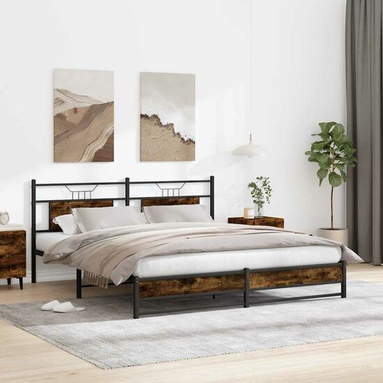 Bedframe zonder matras hout gerookt eikenkleurig 160x200 cm