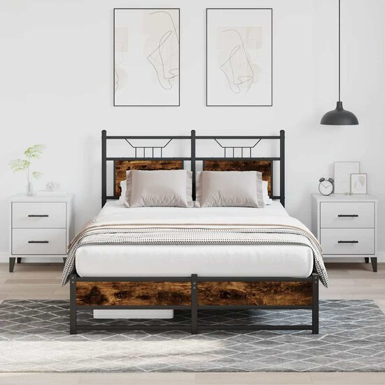 Bedframe zonder matras hout gerookt eikenkleurig 120x190 cm