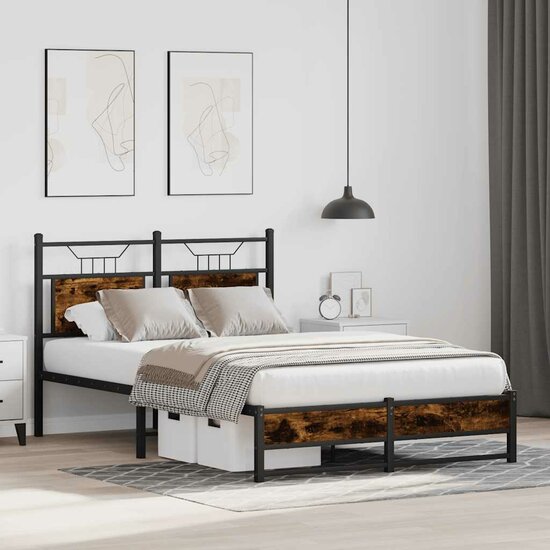 Bedframe zonder matras hout gerookt eikenkleurig 120x190 cm