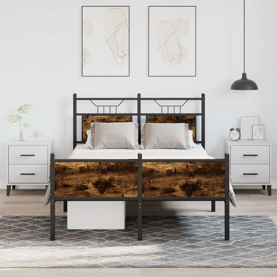 Bedframe zonder matras hout gerookt eikenkleurig 120x200 cm