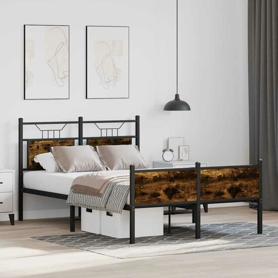 Bedframe zonder matras hout gerookt eikenkleurig 120x200 cm