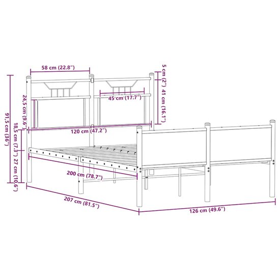 Bedframe zonder matras hout gerookt eikenkleurig 120x200 cm
