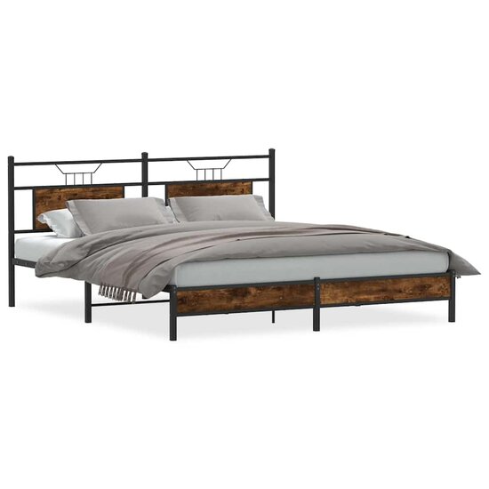 Bedframe zonder matras 183x203 cm spaanplaat gerookt eiken