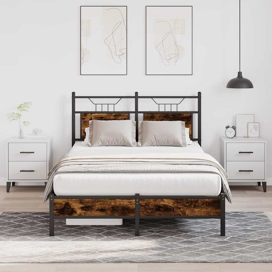 Bedframe Zonder Matras Hout Kleurig 120 x 190 cm Gerookt eiken