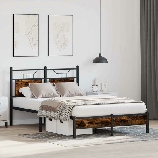 Bedframe Zonder Matras Hout Kleurig 120 x 190 cm Gerookt eiken