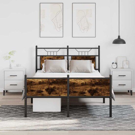 Bedframe Zonder Matras Hout Kleurig 120 x 190 cm Gerookt eiken