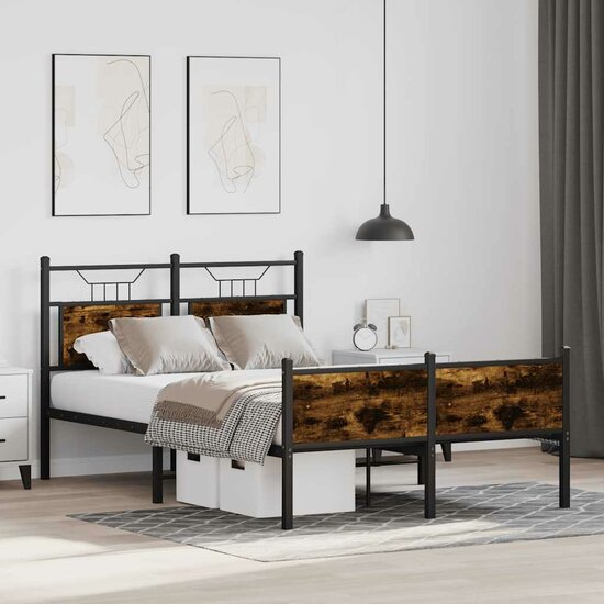Bedframe Zonder Matras Hout Kleurig 120 x 190 cm Gerookt eiken