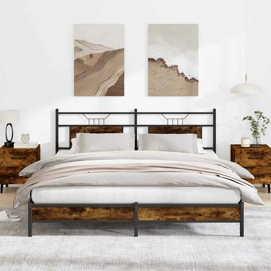 Bedframe Zonder Matras Hout Kleurig 160 x 200 cm Gerookt eiken