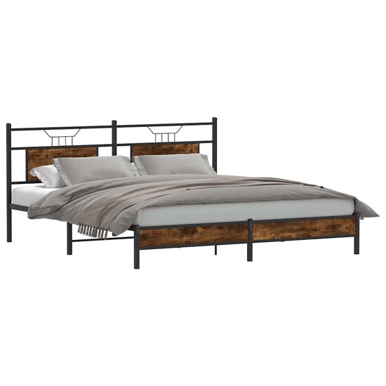 Bedframe Zonder Matras Hout Kleurig 160 x 200 cm Gerookt eiken