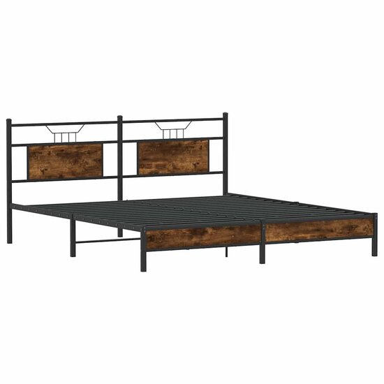Bedframe Zonder Matras Hout Kleurig 160 x 200 cm Gerookt eiken