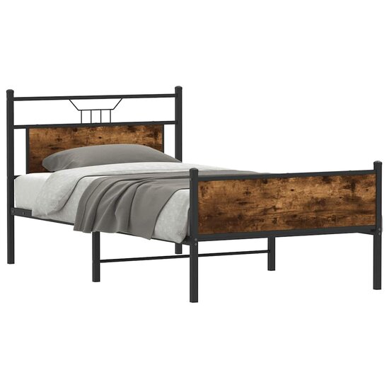 Bedframe Zonder Matras Spaanplaat Kleurig 107 x 203 cm Gerookt eiken
