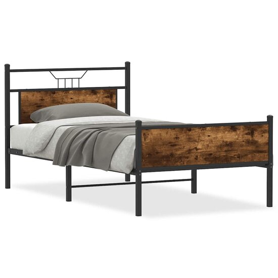Bedframe Zonder Matras Spaanplaat Kleurig 107 x 203 cm Gerookt eiken