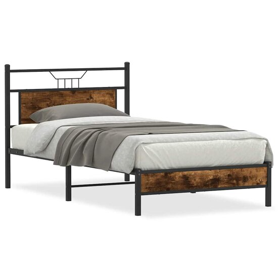 Bedframe Zonder Matras Spaanplaat Gerookt 107 x 203 cm Gerookt eiken