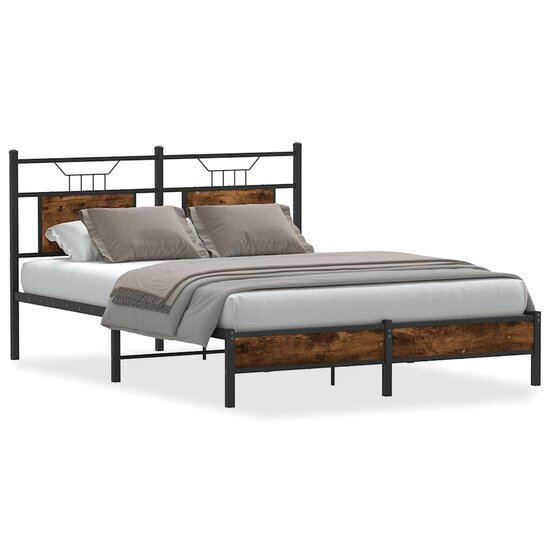 Bedframe Zonder Matras Hout Kleurig 140 x 190 cm Gerookt eiken