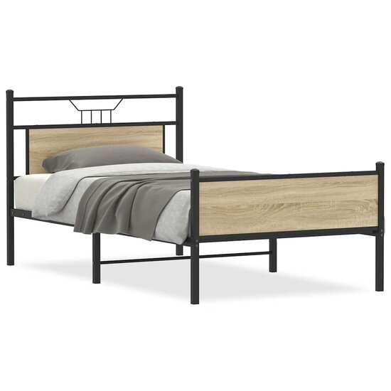 Bedframe Zonder Matras 107X203Cm Spaanplaat Kleurig 107 x 203 cm Sonoma eiken