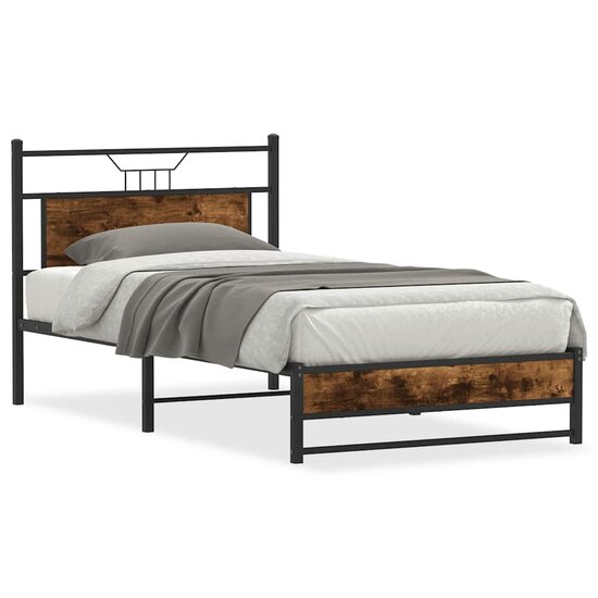 Bedframe Zonder Matras Spaanplaat Kleurig 107 x 203 cm Gerookt eiken