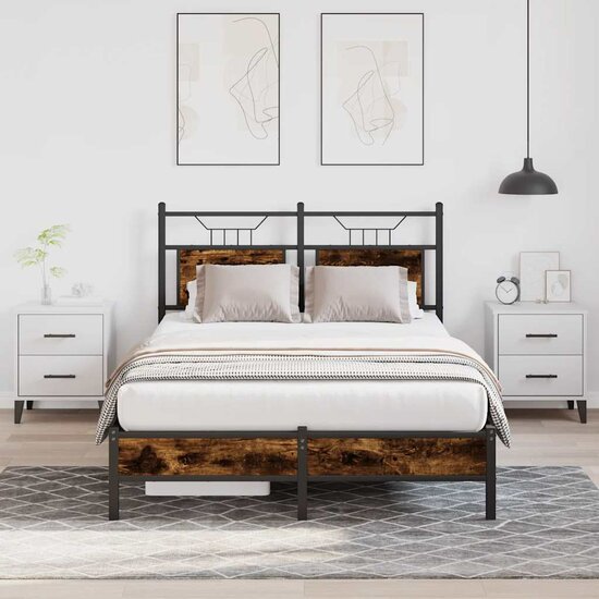 Bedframe Zonder Matras Hout Kleurig 120 x 200 cm Gerookt eiken