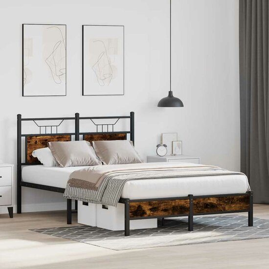 Bedframe Zonder Matras Hout Kleurig 120 x 200 cm Gerookt eiken