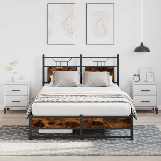 Bedframe Zonder Matras Hout Kleurig 120 x 200 cm Gerookt eiken