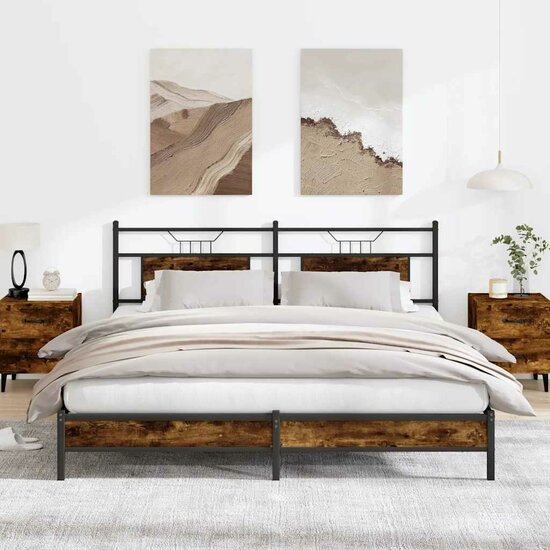 Bedframe Zonder Matras Spaanplaat 183 x 213 cm Gerookt eiken