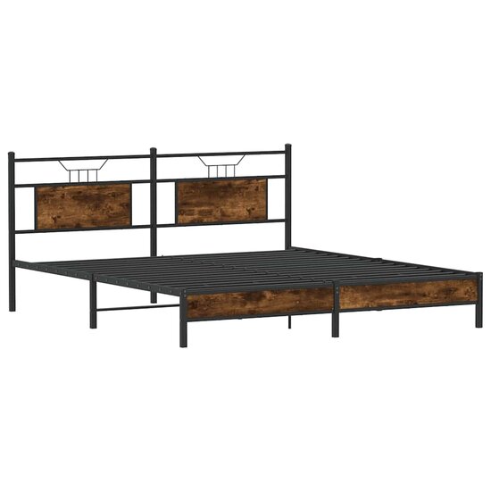 Bedframe Zonder Matras Spaanplaat 183 x 213 cm Gerookt eiken