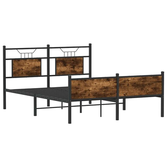 Bedframe Zonder Matras Hout Kleurig 137 x 190 cm Gerookt eiken