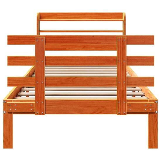 Bedframe Met Hoofdbord Massief Grenenhout 90 x 190 cm Wasbruin