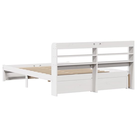 Bedframe Met Hoofdeinde Zonder Matras 140 x 190 cm Wit
