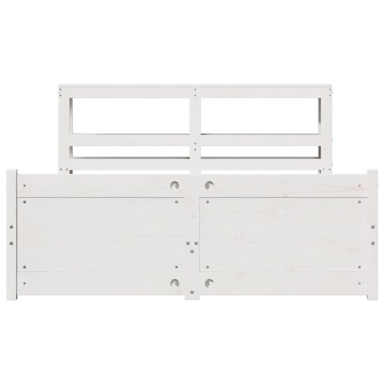 Bedframe Met Hoofdbord Massief Grenenhout Wit 150X200 Cm