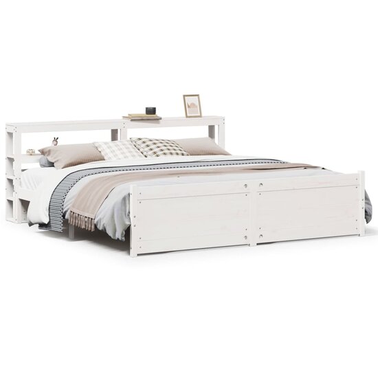 Bedframe Met Hoofdeinde Zonder Matras 200X200 Cm Wit Cr&egrave;me