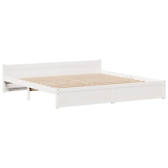 Bedframe Met Hoofdeinde Zonder Matras 200X200 Cm Wit Cr&egrave;me