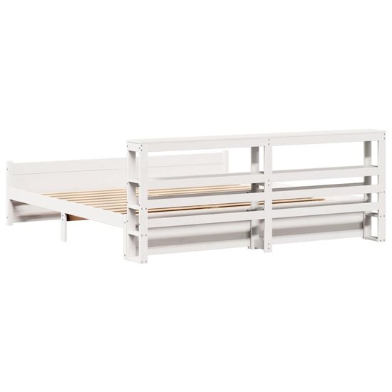 Bedframe Met Hoofdeinde Zonder Matras 200X200 Cm Wit Cr&egrave;me