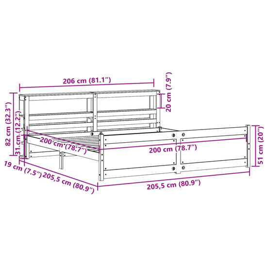Bedframe Met Hoofdeinde Zonder Matras 200X200 Cm Wit Cr&egrave;me