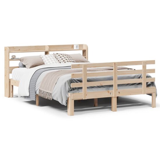 Bedframe Met Hoofdbord Massief Grenenhout 120 x 200 cm Bruin