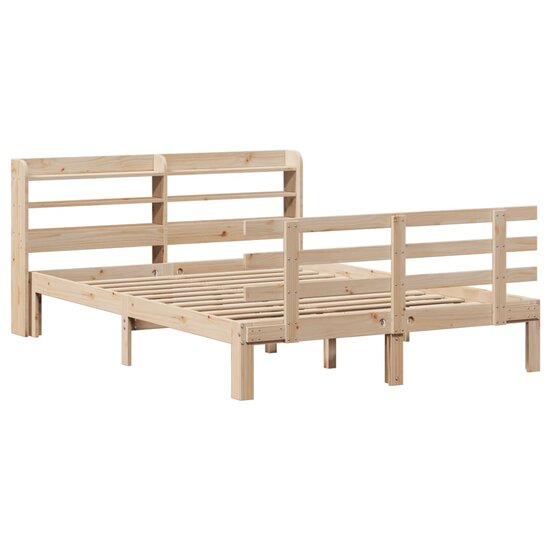 Bedframe Met Hoofdbord Massief Grenenhout 120 x 200 cm Bruin