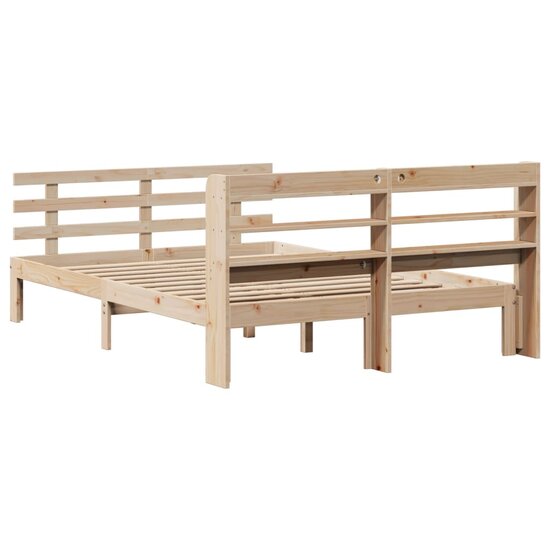 Bedframe Met Hoofdbord Massief Grenenhout 120 x 200 cm Bruin