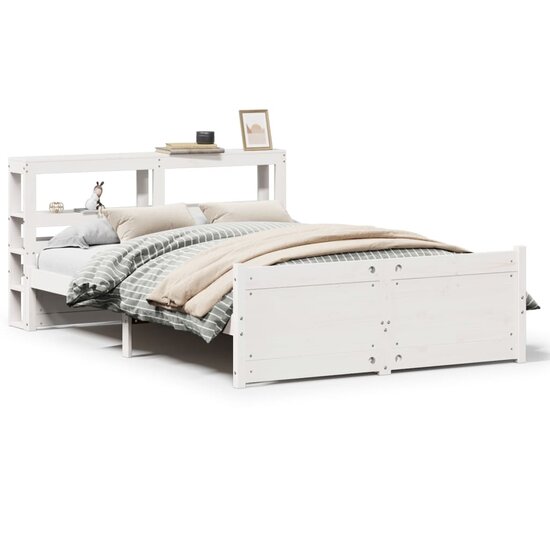 Bedframe Met Hoofdeinde Zonder Matras 160X200 Cm Wit Oud Hout