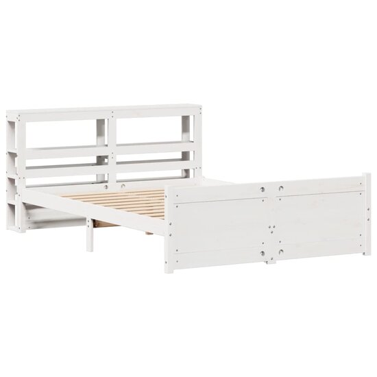 Bedframe Met Hoofdeinde Zonder Matras 160X200 Cm Wit Oud Hout