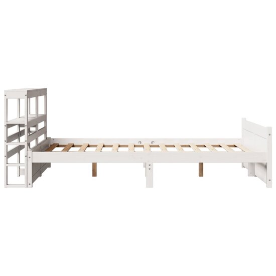 Bedframe Met Hoofdeinde Zonder Matras 160X200 Cm Wit Oud Hout