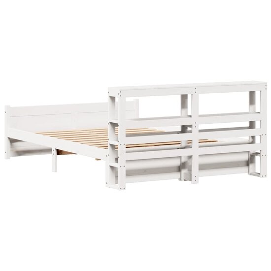Bedframe Met Hoofdeinde Zonder Matras 160X200 Cm Wit Oud Hout
