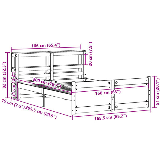 Bedframe Met Hoofdeinde Zonder Matras 160X200 Cm Wit Oud Hout