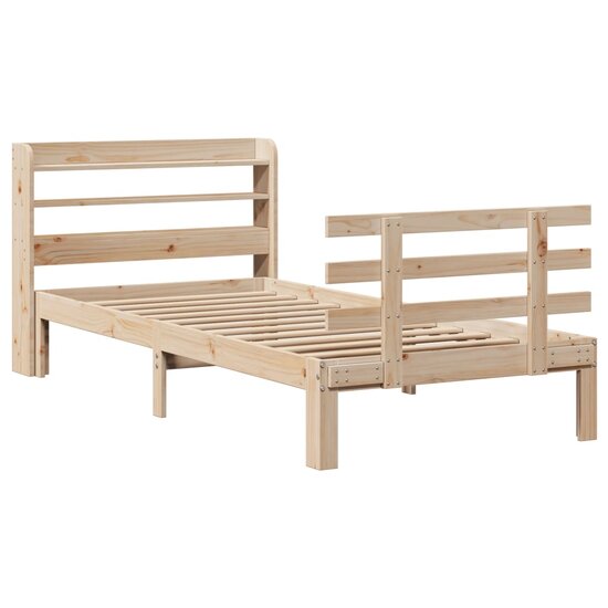 Bedframe Met Hoofdbord Massief Grenenhout 90 x 200 cm Bruin