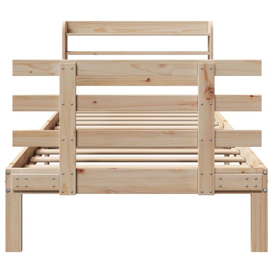 Bedframe Met Hoofdbord Massief Grenenhout 90 x 200 cm Bruin