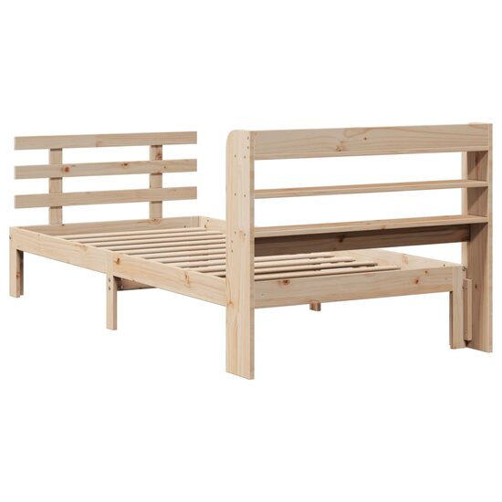 Bedframe Met Hoofdbord Massief Grenenhout 90 x 200 cm Bruin