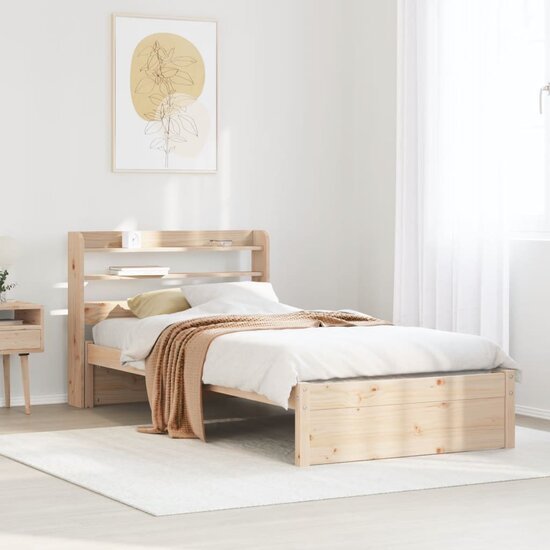 Bedframe Met Hoofdbord Massief Grenenhout 75 x 190 cm Bruin
