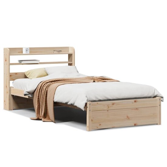 Bedframe Met Hoofdbord Massief Grenenhout 75 x 190 cm Bruin