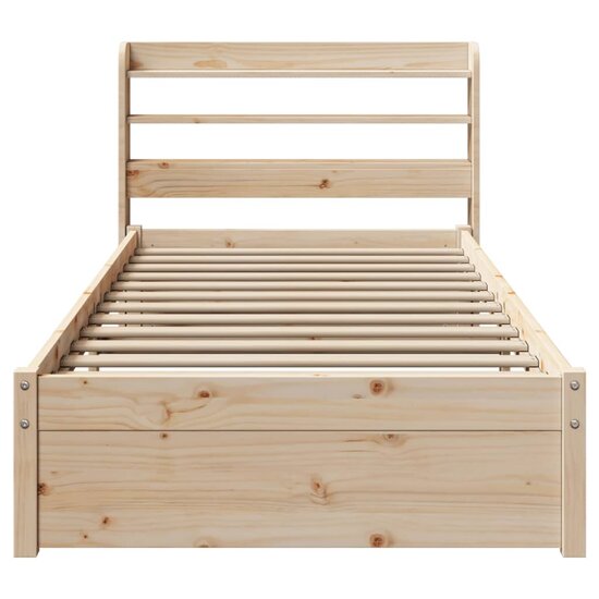 Bedframe Met Hoofdbord Massief Grenenhout 75 x 190 cm Bruin