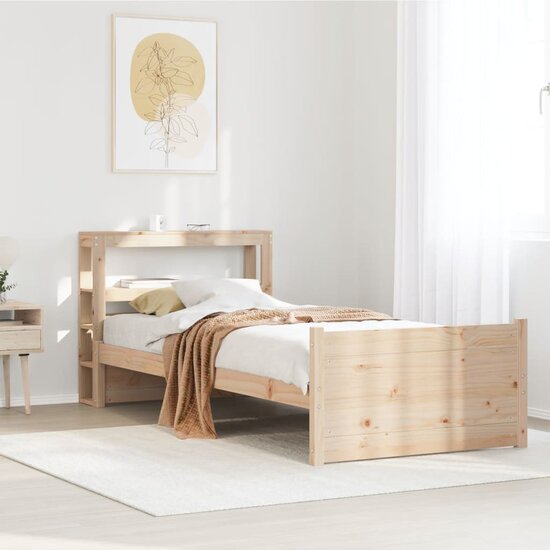 Bedframe Met Hoofdbord Massief Grenenhout 75X190 Cm