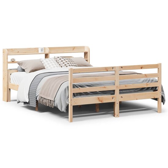 Bedframe Met Hoofdbord Massief Grenenhout 150 x 200 cm Bruin